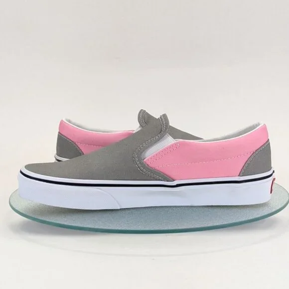 Vans Womens Slip-On Shoes Gray & Pink Canvas Size 9 Waffle Sole Casual Sneaker - Picture 4 of 8